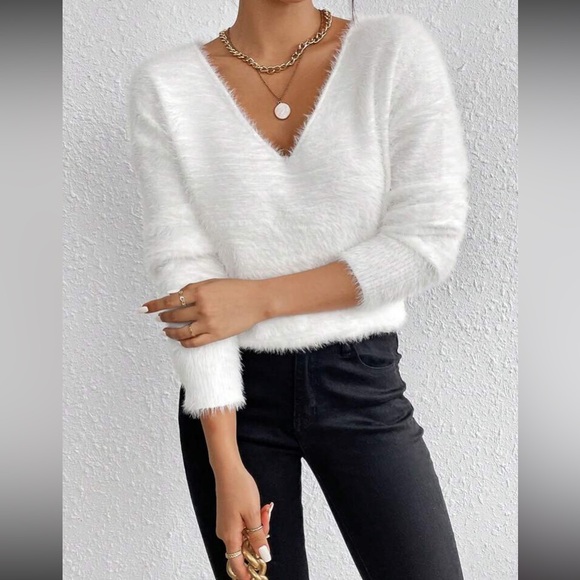 Apricot V-Neck Soft Knit Sweater - Picture 7 of 16